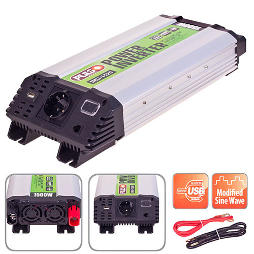 Перетворювач напруги 12V-220V 1500W USB-5VDC2.0A PULSO IMU-1520