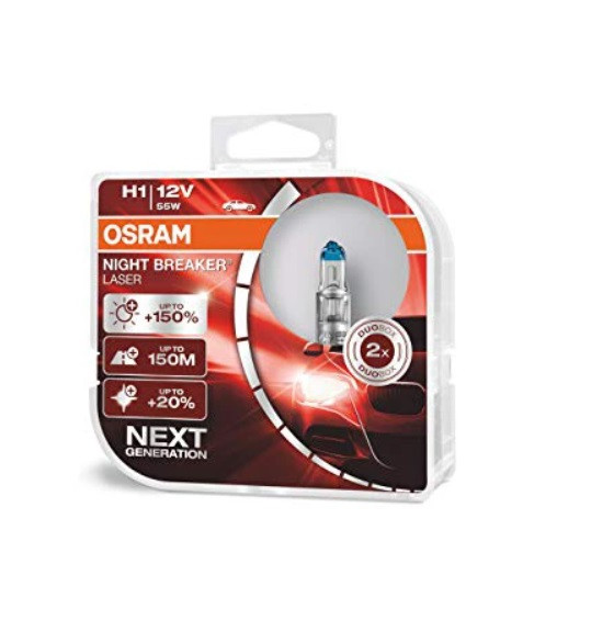 Лампи галогенові OSRAM H1 12V 55W +150% Night Breaker Laser Комплект 2 шт