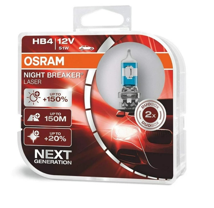 Лампи галогенові OSRAM HB4 12V 51W +150% Night Breaker Laser комплект 2 шт