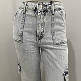 Жіночі широкі джинси труби карго голубі, фото 9