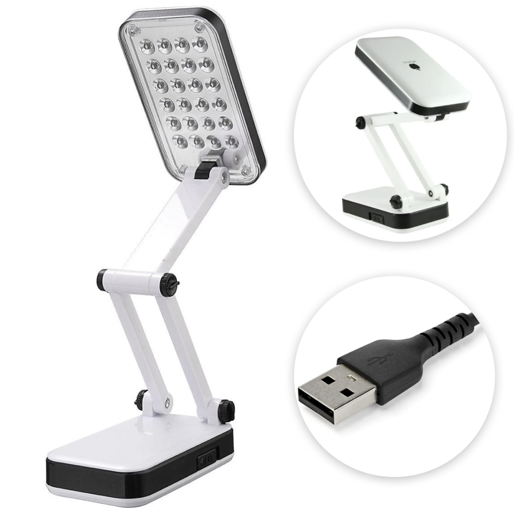 Настільна LED лампа трансформер з акумулятором, USB, YT-666 / Складна компактна світлодіодна лампа 24 LED, фото 1