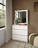 Туалетний стіл - трюмо з дзеркалом та підсвічуванням на 3 висувні ящики в білому кольорі MS632