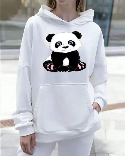 Тепле худі з принтом пандочки 44\46, фото 1