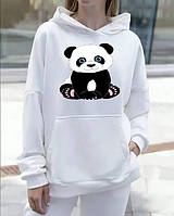 Тепле худі з принтом пандочки 44\46