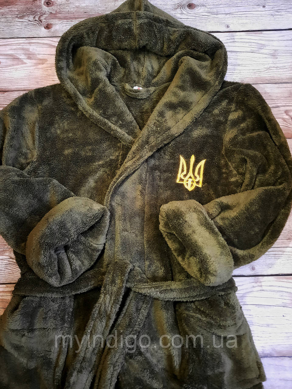 Чоловічий халат з патріотичною вишивкою "Герб", фото 1