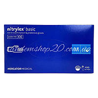 Перчатки одноразовые нитриловые без пудры голубые Mercator Nitrylex BASIC 100 шт 3.2 грамм размер М