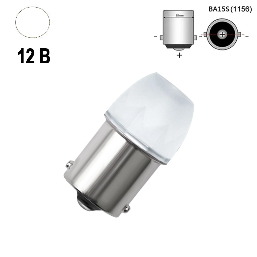 Автолампа світлодіодна P21W/1156, цоколь BA15s, 2835 х 3 smd, біла, лінза 12 В, фото 1