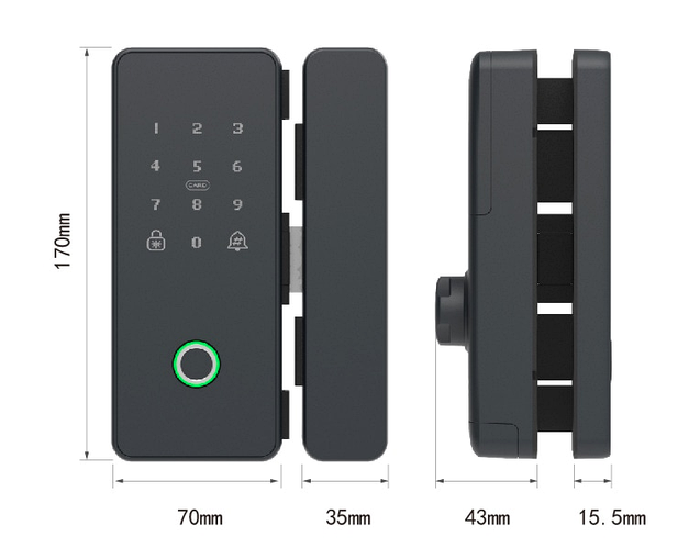 Электронный замок TTLOCK GLASS v2 для стеклянных дверей (Китай) (ID ...