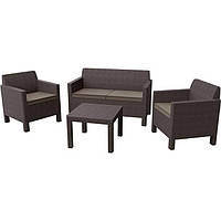 Набор пластиковой садовой мебели Keter Orlando Set With Small Table 228017 коричневый