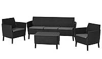 Комплект пластиковой садовой мебели из искусственного ротанга Keter Salemo 3 seater set 238590 графит 253239