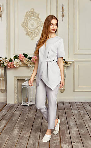 Жіноча медична куртка топ Віра світло сіра - Одяг косметолога, фото 2