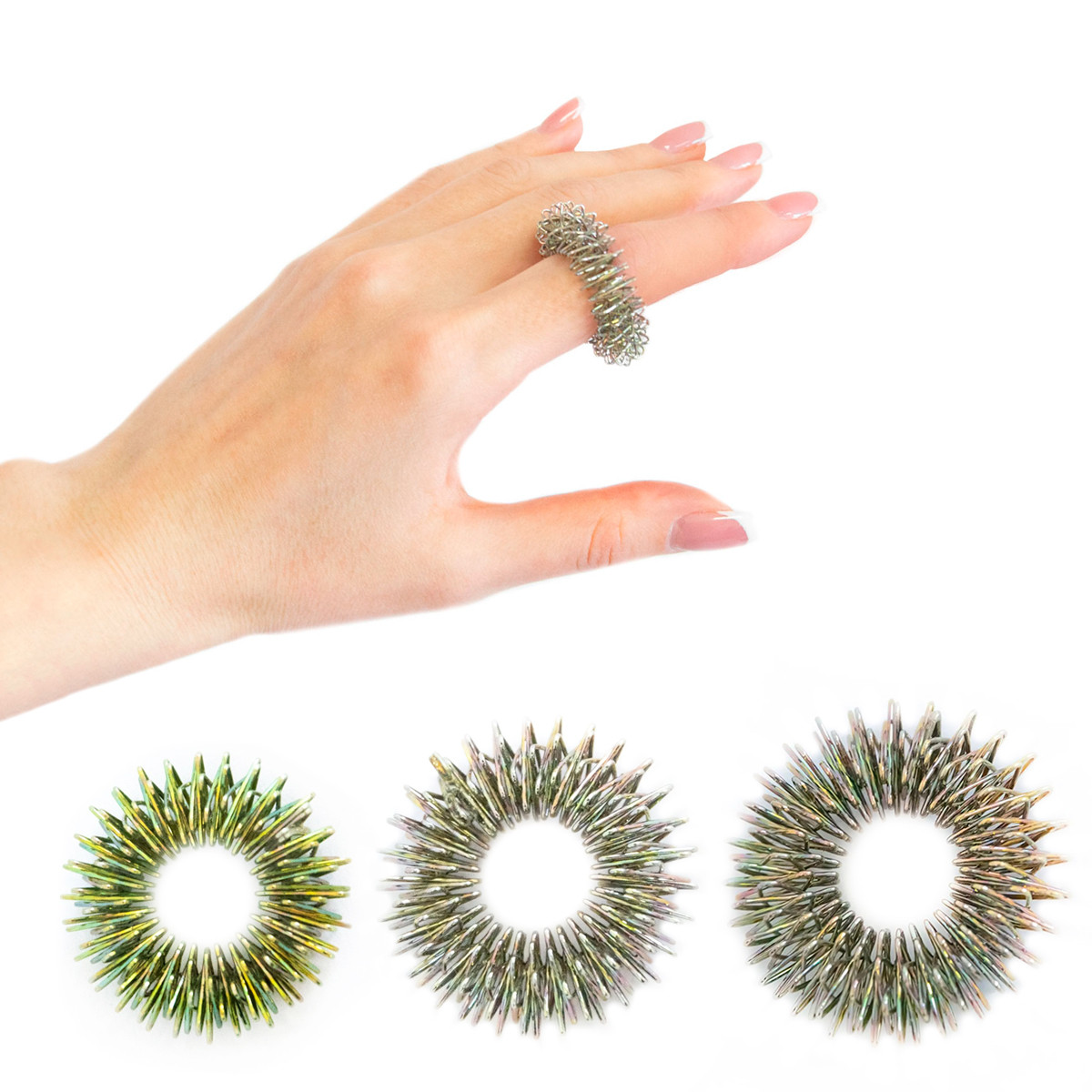 Су Джок масажери пружинні - комплект із 3 шт. кілець, Су Джок набір масажні кільця для пальців №1/№2/№3, фото 1