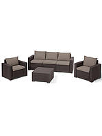 Комплект пластиковых садовой мебели Keter California 3 seater set 189443 коричневый