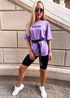 Женский летний костюм: футболка свободного кроя и велосипедки NEW 40