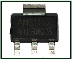 Микросхема AMS11117 ADJ, 1.2v-12v, 0.8A, SOT-223