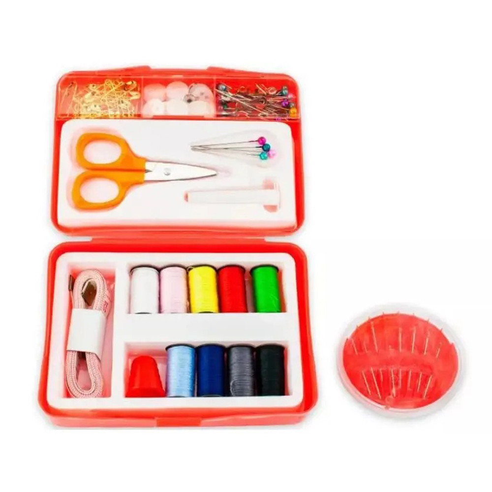 Компактний набір для шиття insta sewing kit tasy to thread у пластиковому кейсі Червоний, фото 1
