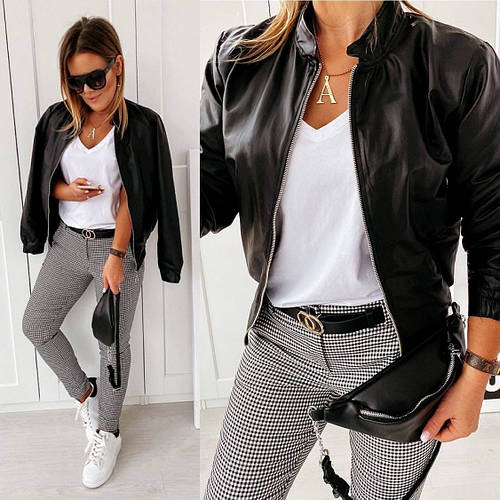 Купить Модная кожаная женская куртка, стильная куртка из экокожи "Линда ...