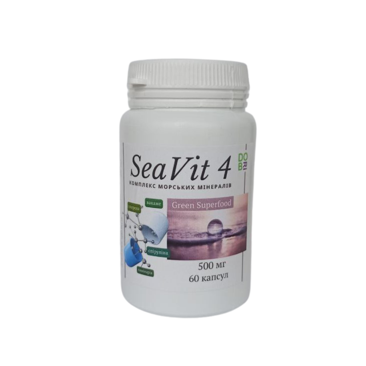 SeaVit 4, комплекс морських мінералів для щитоподібної залози, 500 мг  (60 капсул)