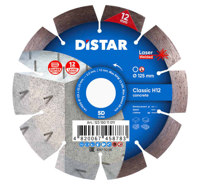 Алмазний диск Distar по бетону 1A1RSS/C3-W 232x2,4/1,6x12x22,23-16 Classic