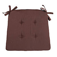 Подушка для стула, кресла, табуретки с двумя завязками 32х38х3 коричневая