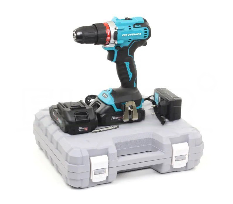 Акумуляторний шуруповерт Grand ДА-21 BL/PRO (21 вольт, безщітковий, 2 акумулятори, підсвічування, індикація, кейс, ЧЕХІЯ)
