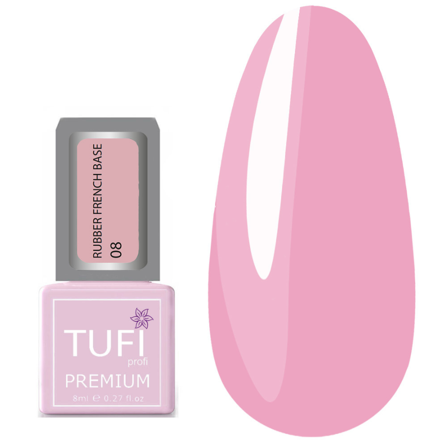 База для нігтів TUFI profi PREMIUM Rubber French Base 008 рожевий захід, 8 мл