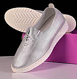 Мокасини сліпони легкі еко шкіряні сріблясті на дівчинку жіночі 35 36, фото 6
