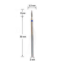 Фреза алмазная для маникюра пламя синее 1.5 мм