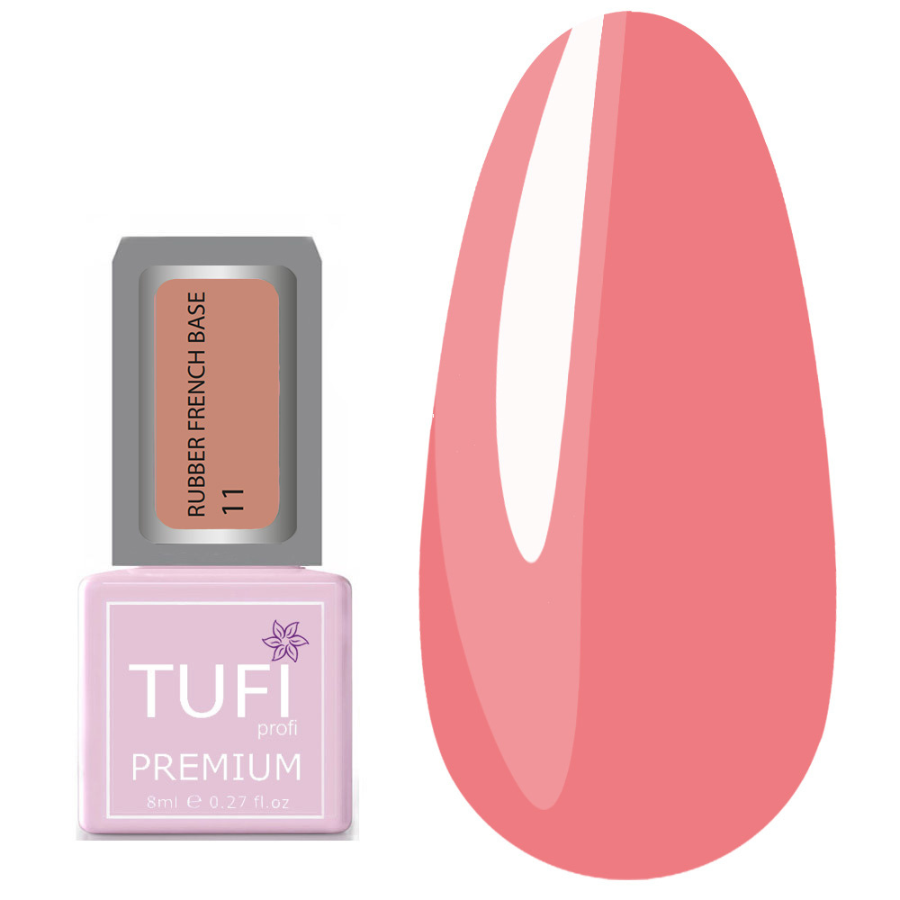 База для нігтів TUFI profi PREMIUM Rubber French Base 011 стиглий абрикос, 8 мл, фото 1