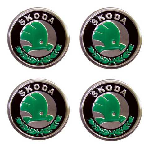 Наклейка ємблема на колісний ковпак або диск dd 90 мм Skoda зелена (4 шт.)