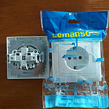 Розетка електрична одинарна із заземленням LEMANSO Сакура біла LMR1021, фото 7