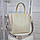 Жіноча сумка широкому ремені молодіжна модна містка світло-бежева екошкіра, фото 9