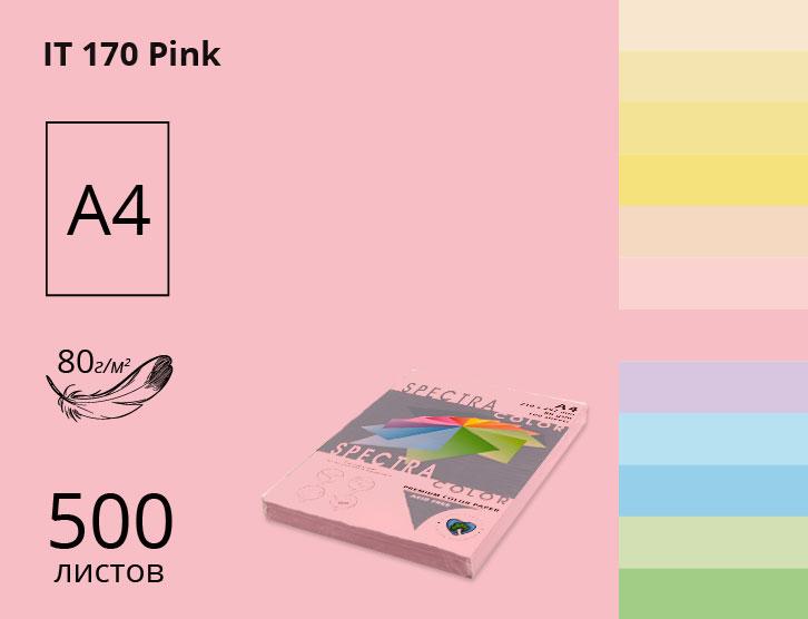 Папір А4 SINAR SPECTRA COLOR 80 г/м пастель Pink рожевий 170 (500 аркушів) 16.4403