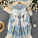 Вільне плаття на ґудзиках в принт з об'ємними рукавами приталене (р. 42-46) 68035162, фото 3