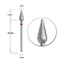 Фреза алмазная для маникюра капля красная 5 мм