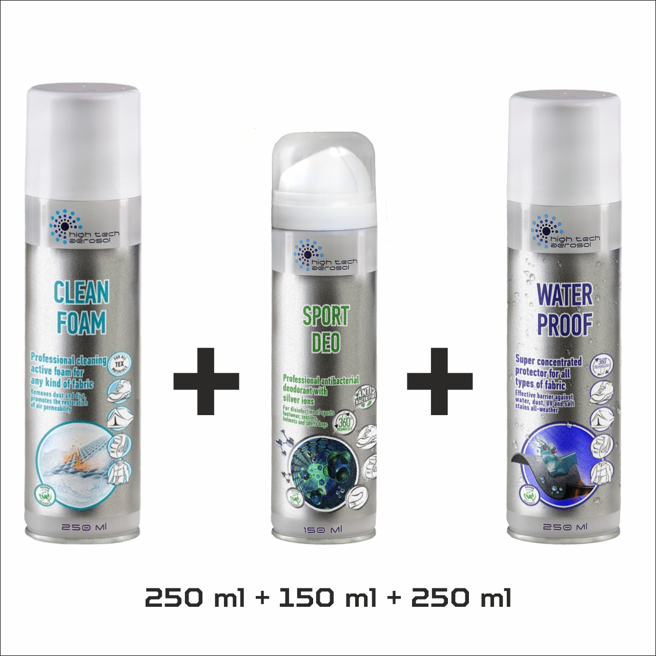 Набор спортивный HTA CLEAN FOAM 250 ml + SPORT DEO 150 ml + WATER PROOF 250 ml - фото 1 - id-p1800362590