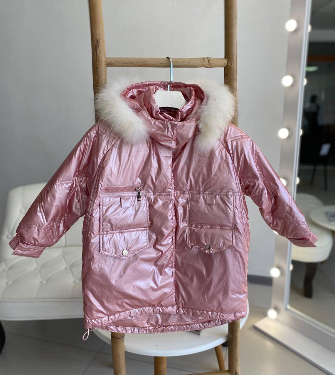 Демісезонна куртка перламутрова пухова Рожева 1800, 137, Рожевий, Для дівчаток, Осінь Зима, 110, фото 1