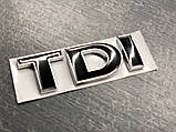 Шильдик напис TDI чорний 25 мм на кришку багажника, фото 3