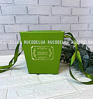 Плайм-пакет для квітів зелений. Сумочка для квітів. Сумка Vintage. Картонна сумка для квітів