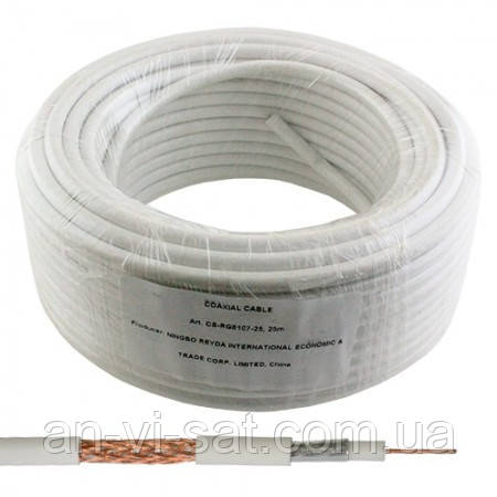 Кабель коаксіальний RG-6  EUROSAT (CF604SТ) (48%), білий, 25м