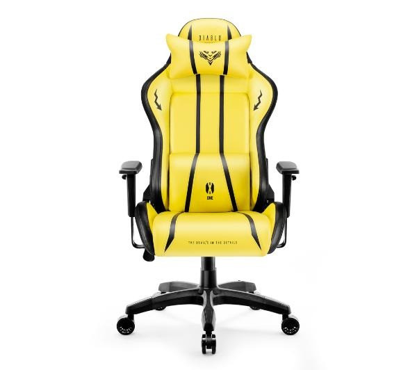 Игровое кресло Diablo Chairs X-One 2.0 Normal Size Electric Yellow (экокожа +ткань) - фото 2 - id-p1800378795