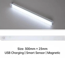 Світлодіодний нічник із вбудованим Li-ion акумулятором переносної на магніті, 30 см, 21 LED, біле світло 6000 К