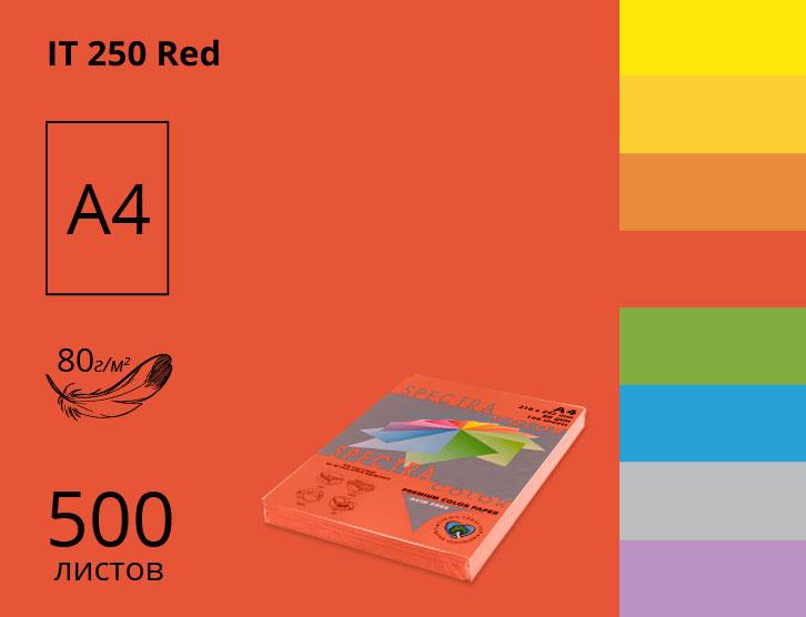 Папір А4 SINAR SPECTRA COLOR 80 г/м інтесив Red 250 червоний (500 аркушів) 16,4412
