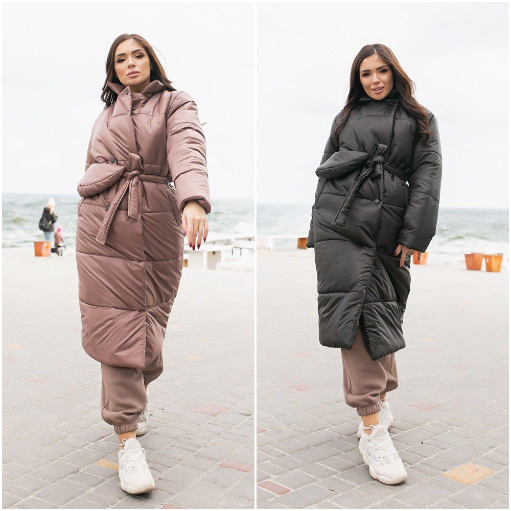 Жіноча куртка зимова з плащової тканини на силіконі 200 розміри норма і батал