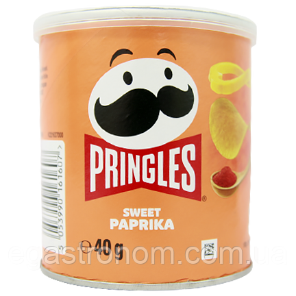 Чипси солодка паприка Прінглс Pringles sweet paprika 40g 12шт/ящ (Код: 00-00013914), фото 1