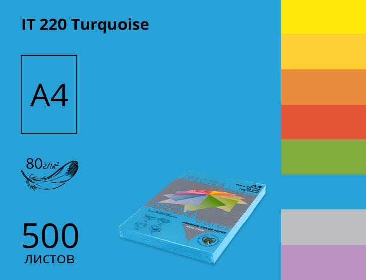 Папір А4 SINAR SPECTRA COLOR 80 г/м інтесив Turquoise 220 синій (500 аркушів) 16,4414