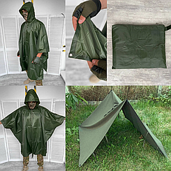 Пончо дощовик хакі з люверсами для військових, рибалок, мисливців туристів