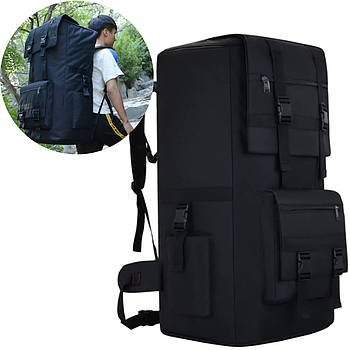 Рюкзак туристичний 110л (83х40х40 см), X110L, Чорний / Великий рюкзак для подорожей / Похідний рюкзак