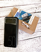 Многофункциональный павербанк на 50000 mAh с USB-C, Micro-USB, Lightning Power Delivery портом и LED фонариком
