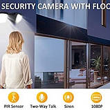 VOLADOR Security Floodlight Camera, WiFi-спостереження зі світлом, активація руху, 1080P HD, нічне бачення, фото 2